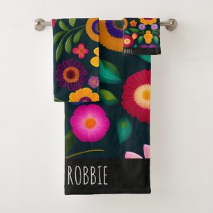 Exotische Blume Farbmuster Badhandtuch Set