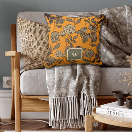 Exotische Blume im Herbst Anpassen von Monogramm Kissen