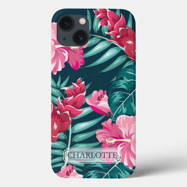 Exotische Blume Monogramm Pink Case-Mate iPhone Hülle (Rückseite)