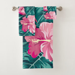 Exotische Blume Sommerdesign Badhandtuch Set