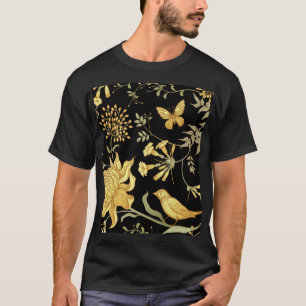 Exotische Blume Vögel Vintages Muster T-Shirt