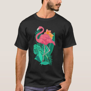 Exotische Blume Zoo Tropischer Vogel Flamingo T-Shirt