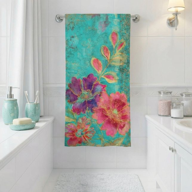 Exotische Blumen Design Badetuch Badehandtuch (Von Creator hochgeladen)