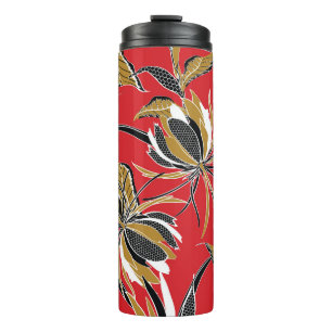 Exotische Blumen: Gepunktete Vintage Thermosbecher
