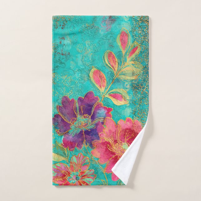 Exotische Blumen Gestaltung Handtuch (Handtuch)