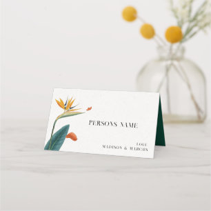 Exotische Blumen Hochzeit Platzkarte