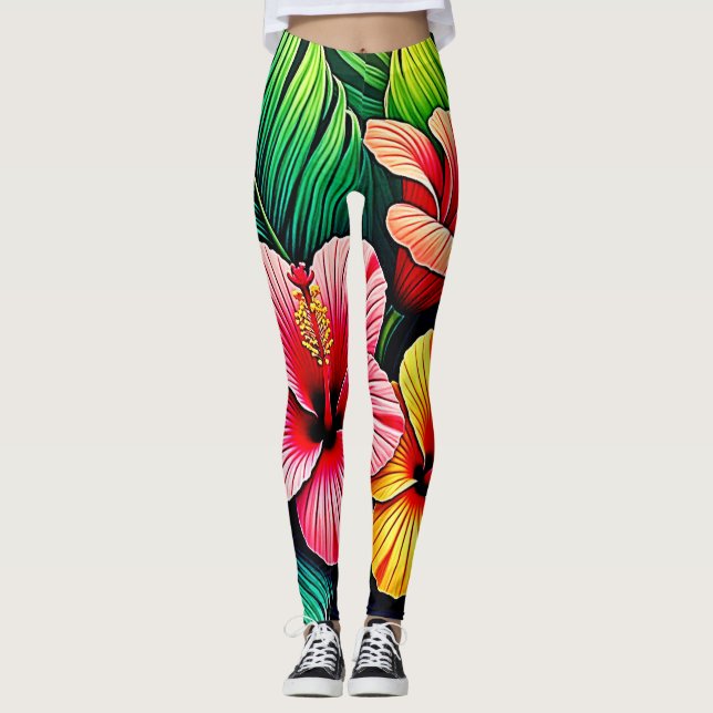 Exotische Blumengarten-Träume Leggings (Vorderseite)