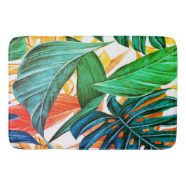 Exotische farbenfrohe Blätter aus Palmen Badematte