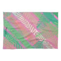 Exotische farbenfrohe Palmen Blätter Mit Monogramm