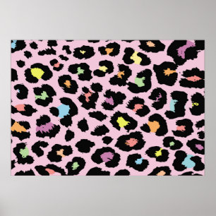 exotische, farbenfrohe Wildleopard-Design handgeze Poster