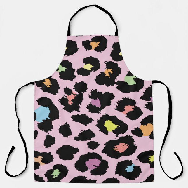exotische, farbenfrohe Wildleopard-Design handgeze Schürze (Vorderseite)