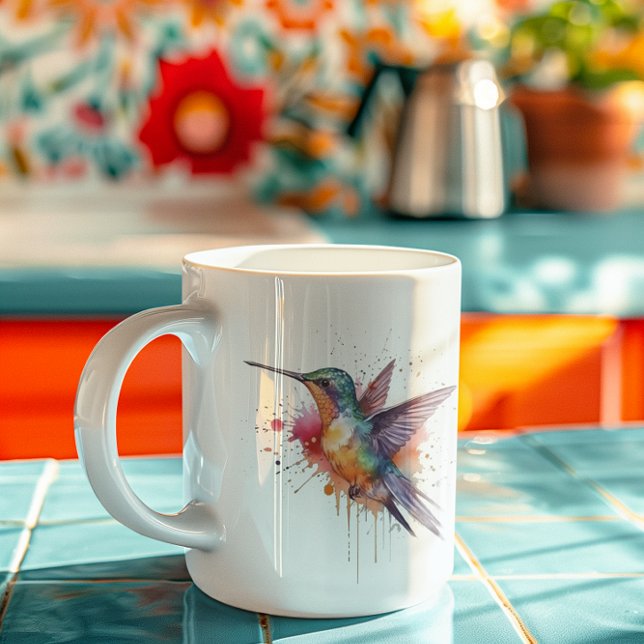 exotische farbige Kolibri in Aquarellfarben Kaffeetasse (Von Creator hochgeladen)