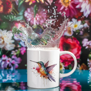 exotische farbige Kolibri in Aquarellfarben Kaffeetasse