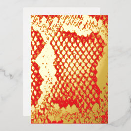Exotische fette Schlange Hautstruktur Muster Rotes Folien Feiertagskarte