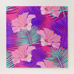 Exotische Flamingos: Tropisch rosa Vintag. Puzzle
