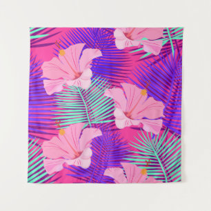 Exotische Flamingos: Tropisch rosa Vintag. Wandteppich