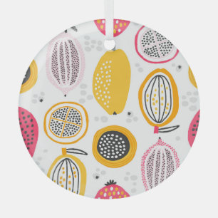 Exotische Früchte Handgezeichnet: Vintage Sommer Ornament Aus Glas