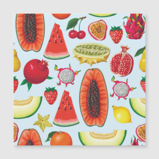 Exotische Früchte: Trendy Print nahtlos. Magnetkarte