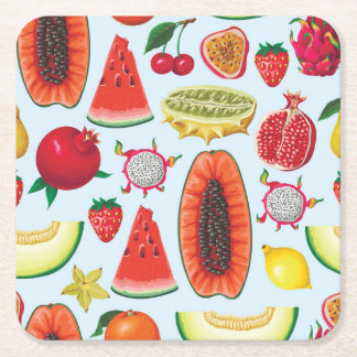 Exotische Früchte: Trendy Print nahtlos. Rechteckiger Pappuntersetzer
