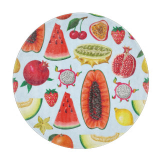 Exotische Früchte: Trendy Print nahtlos. Schneidebrett