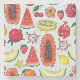 Exotische Früchte: Trendy Print nahtlos. Steinuntersetzer