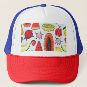 Exotische Früchte: Trendy Print nahtlos. Truckerkappe