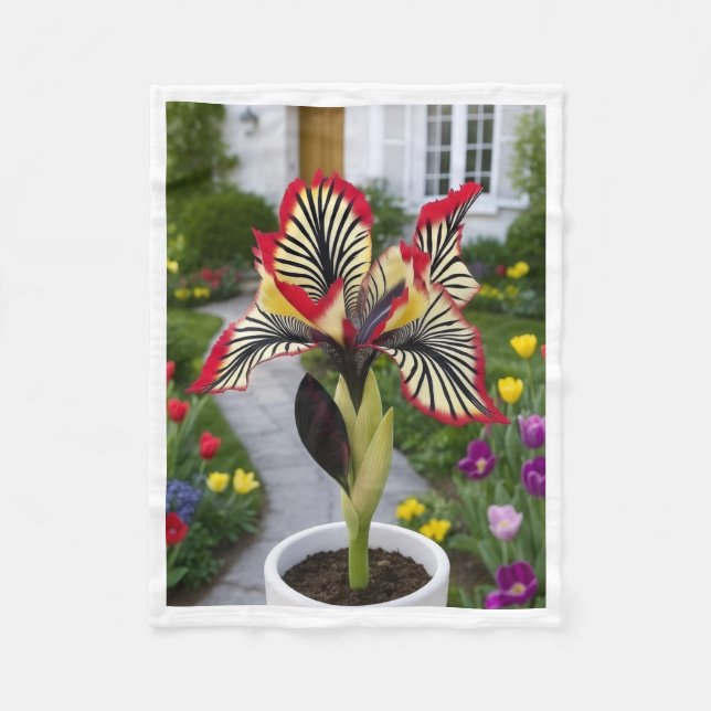 Exotische gemusterte Blume im Topfgarten-Fleece-De Fleecedecke (Vorderseite)