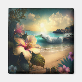 Exotische hawaiianische Blume, Ocean and Beach Mag Magnet