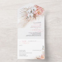 Exotische Hochzeit von Pampas-Gras mit rosa Blume