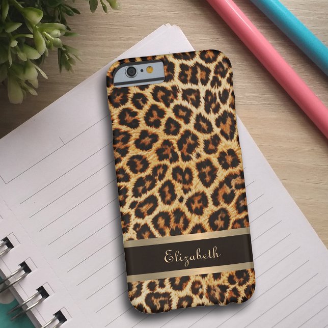 Exotische Imitate Leopard Print Brown Gold Streife Case-Mate iPhone Hülle (Von Creator hochgeladen)