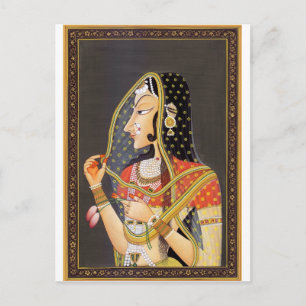 EXOTISCHE INDISCHE PRINZESSIN VINTAGE-GEMÄLDE POSTKARTE