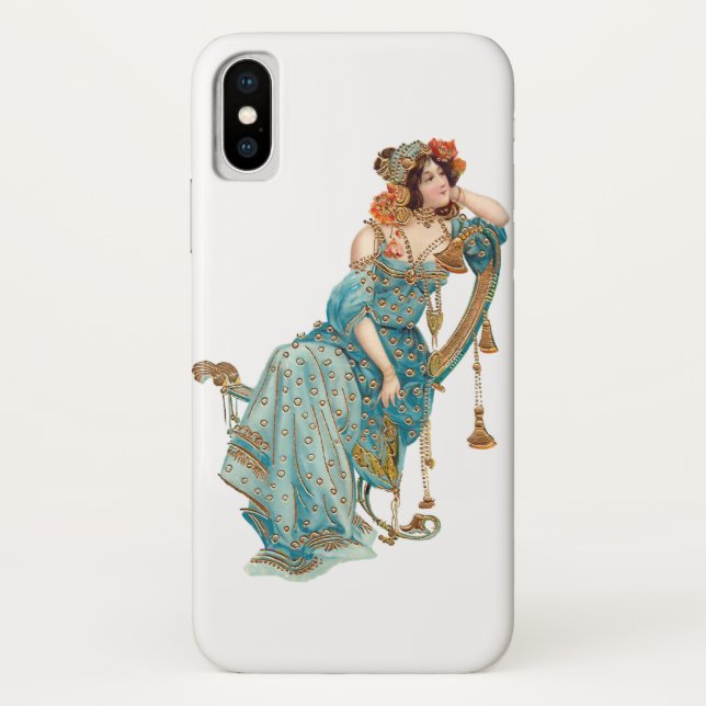 Exotische Jugendstil-Beauty in Aquamarinen Robben Case-Mate iPhone Hülle (Rückseite)