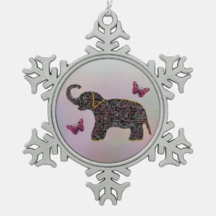 Exotische Juwel-Elefant-Verzierung Schneeflocken Zinn-Ornament