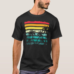 Exotische Kokospalmen Palmen Strand Retro Tropisch T-Shirt