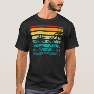 Exotische Kokospalmen Palmen Strand Retro Tropisch T-Shirt