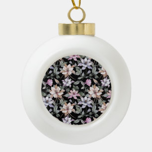 Exotische Kolumne: Schwarze Flora Wasserfarbe. Keramik Kugel-Ornament