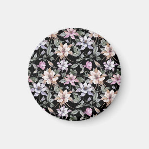 Exotische Kolumne: Schwarze Flora Wasserfarbe. Magnet