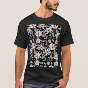 Exotische Kolumne: Schwarze Flora Wasserfarbe. T-Shirt