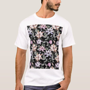 Exotische Kolumne: Schwarze Flora Wasserfarbe. T-Shirt