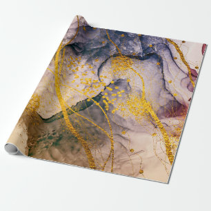 Exotische KUNST. Goldener Strudel, künstlerisches Geschenkpapier