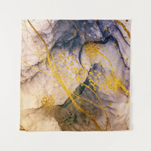 Exotische KUNST. Goldener Strudel, künstlerisches Wandteppich