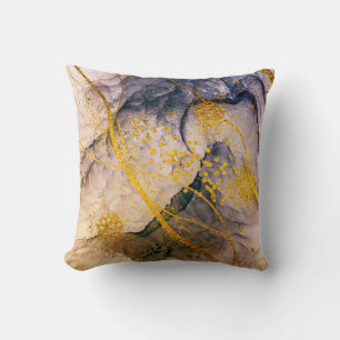Exotische Kunst. Goldener Swirl, künstlerisches De Kissen