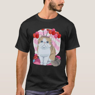Exotische Kurzhaar-Katze Herz Valentinstag T-Shirt