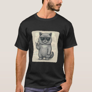 Exotische Kurzhaar-Katze Sonnenbrille Rock-Musik L T-Shirt