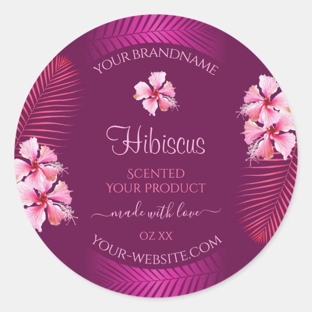 Exotische Lila Produktkennzeichnungen Rosa Hawaii- Runder Aufkleber (Vorderseite)