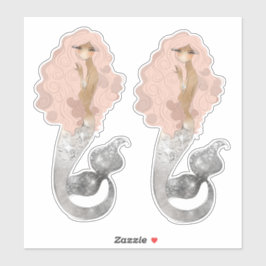 Exotische Meerjungfrau mit rosa Haar Aufkleber