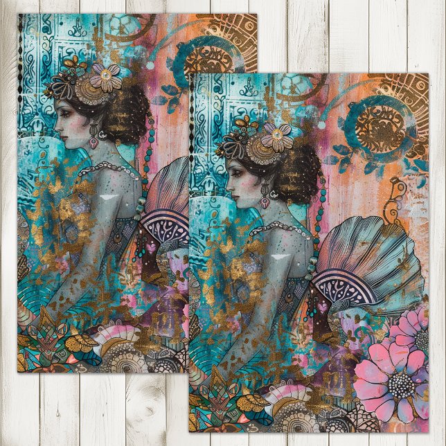 EXOTISCHE MERMAID DECOUPAY SEIDENPAPIER (EXOTIC MERMAID DECOUPAGE TISSUE PAPER)