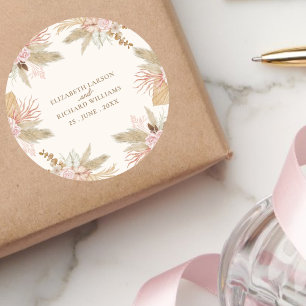 Exotische moderne Boho Tropical Wedding Runder Aufkleber