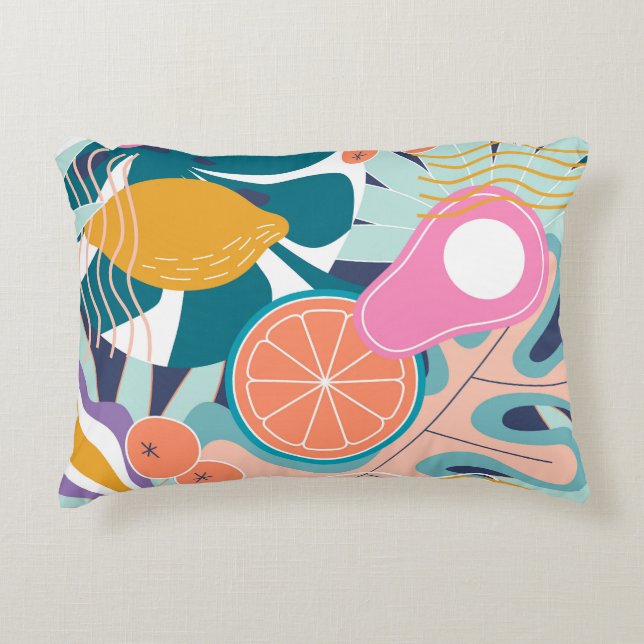 Exotische, moderne Dschungelcollage. Dekokissen (Vorderseite)