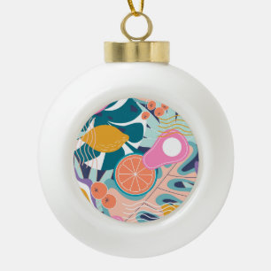 Exotische, moderne Dschungelcollage. Keramik Kugel-Ornament